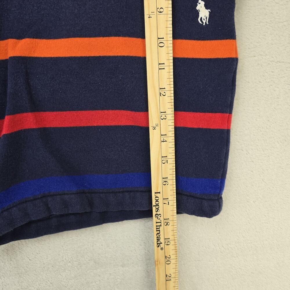 Polo Ralph Lauren Fleece Shorts Mens Large Navy Blue 7" Striped FLAWS - Picture 13 of 13